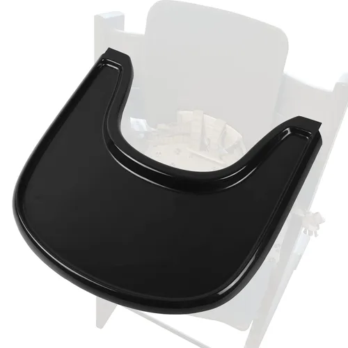 Bandeja para silla alta para bebé compatible con Stokke Tripp Trapp V2+, bandeja de repuesto para silla alta Stokke, superficie lisa y fuerte Negro
