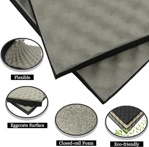 Miniatura 5 de BXI Espuma de celda cerrada insonorizante, paquete de 2 unidades autoadhesivas de 16 x 12 x 1.8 pulgadas de espuma gruesa a prueba de sonido, Gris