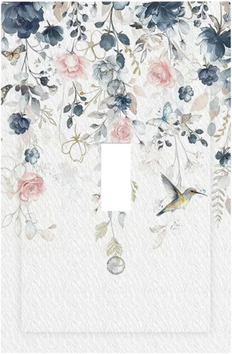 Miniatura 39 de Decorative Outlet Covers Blue Background White Cat Daisy Floral 2-Gang 1-Gang Wall Plate Single Toggle/Rocker Farmhouse Style Light Switch Covers