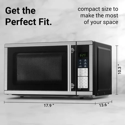 Miniatura 3 de Hornos microondas para encimera, 0.7 pies cúbicos, horno microondas de 700 vatios con iluminación LED, plato giratorio y bloqueo para niños