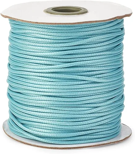 Miniatura 32 de Cheriswelry 90 yardas/rollo de 0.079 pulgadas, cordón encerado negro de poliéster coreano, joyería de cuentas, hilos para manualidades, cuerda