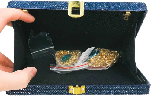 Miniatura 8 de Boutique De FGG Mini monederos retro de cristal para mujer, bolso de noche de lujo con diamantes de imitación, bolso de mano formal para fiesta