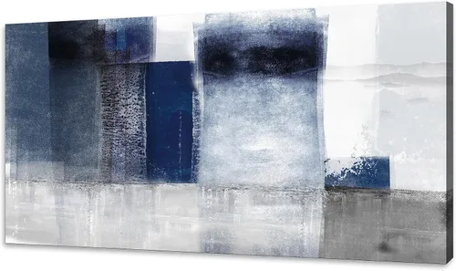 Miniatura 8 de HUADAOART Arte para pared, pintura abstracta, arte moderno, fondo dorado y azul, impresiones en lienzo para sala de estar, dormitorio, obras de arte