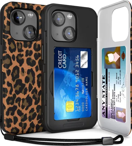 Miniatura 36 de TORU CX Slim - Funda tipo cartera para iPhone 15, funda protectora a prueba de golpes resistente con tarjetero oculto y ranura para tarjetas, espejo