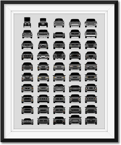 Miniatura 7 de Custom Car Posters Handmade Poster compatible with Ford Evolution Print Wall Art Décor of the Best of Ford Generations - American, 8x10 Satin Print