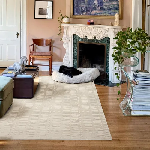 Miniatura 6 de Revival Rugs Alfombra Shell de 4 x 6 pies para cocina, dormitorio, comedor, lavable, 100% reciclada, certificado Oeko-TEX, moderna, pelo mediano