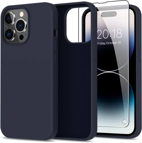 Miniatura 52 de bemal Funda para iPhone 14 Pro con protector de pantalla, silicona líquida de ajuste delgado, forro de microfibra suave, diseñada para mujeres