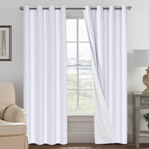 Miniatura 100 de H.VERSAILTEX Cortinas opacas de lino de 72 pulgadas de largo, 100% absolutamente opacas, con aislamiento térmico, con textura de lino, cortinas