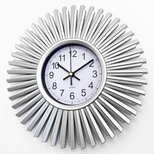 Miniatura 6 de Reloj de pared de cocina, reloj de pared plateado con forma de estrella de estallido, funciona con pilas, reloj de pared decorativo moderno de 10