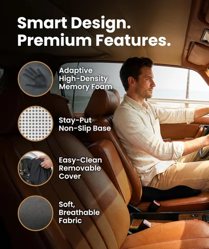 Miniatura 4 de Everlasting Comfort Cojín de asiento de espuma viscoelástica recomendado por médicos para sillas de oficina y automóvil, accesorios ergonómicos