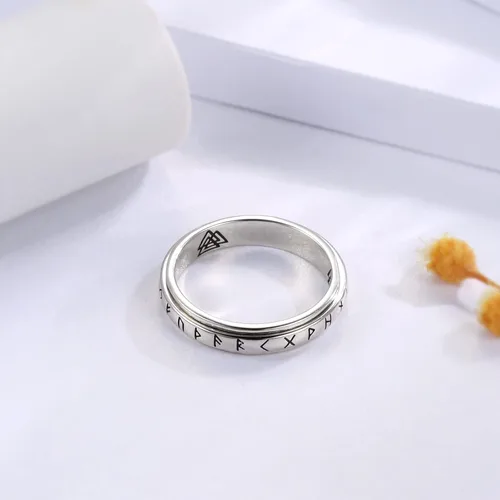 Miniatura 14 de 925 Sterling Silver Spinner Fidget Ring for Women: Musical Note Viking Rune Heartbeat Anxiety Stress Relieving Rotatable Ring Faith Hope Love