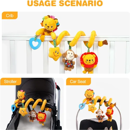 Miniatura 5 de Jollybaby Juguetes para cochecito de cuna y asiento de automóvil para bebé de 0 a 12 meses, juguetes sensoriales colgantes para el tiempo de barriga