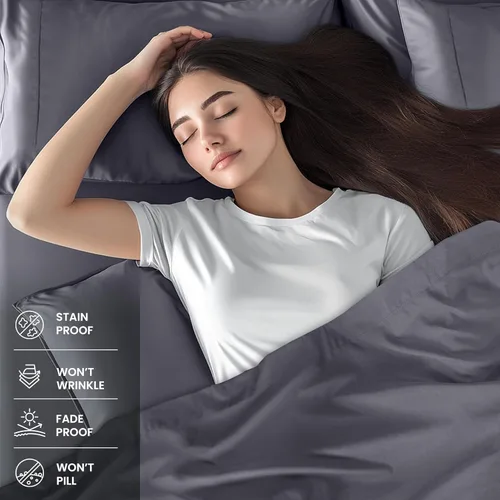 Miniatura 341 de Utopia Bedding Juego de sábanas Queen – Sábanas de 4 piezas para cama tamaño Queen, microfibra suave y transpirable, incluye 1 sábana bajera, 1 Gris