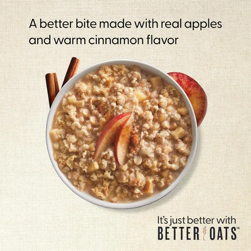 Miniatura 7 de Better Oats Paquetes de avena de 100 calorías de manzanas y canela, desayuno instantáneo con semillas de lino y sabor natural de manzana y canela