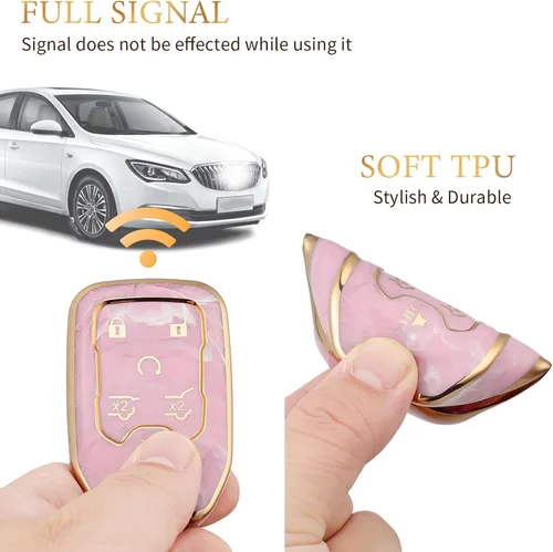 Miniatura 6 de OFFCURVE Funda para llavero de coche compatible con Ford E-Keychain, Dorado Rosa, Moderno