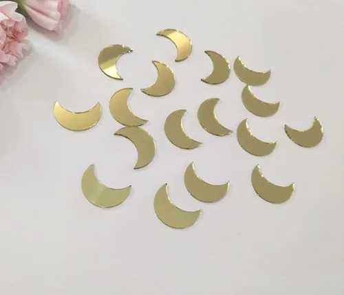 100 piezas de mosaico de espejo en forma de luna, mini mosaico de vidrio, mosaico de espejo para manualidades, azulejos de bricolaje para arte y