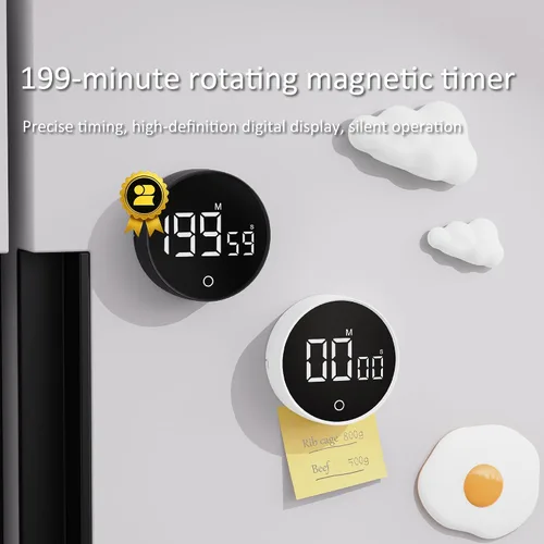 Miniatura 8 de Temporizador digital de cocina, temporizador visual magnético recargable con pantalla LED grande, volumen ajustable para aula, cocina, fitness