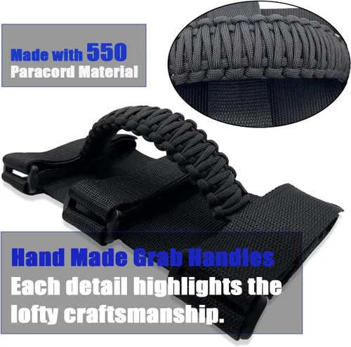 Miniatura 8 de 2 asas de agarre de barra antivuelco para Jeep Wrangler YJ TJ JK JKU JL JLU Sahara Rubicon X Sports Freedom & Unlimited 1987-2022 (Negro)