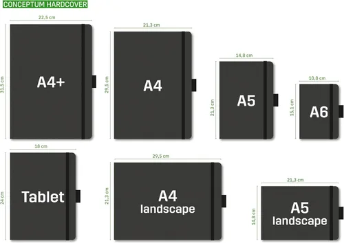 Miniatura 6 de Sigel Cuaderno CO120 CONCEPTUM®, negro, Tapa dura, liso con hoja guía rayada, aprox. A5, con numerosas características