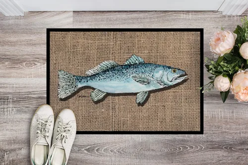 Miniatura 2 de Caroline's Treasures 8737MAT - Felpudo de trucha moteada con peces de 18 x 27 pulgadas, para interiores y exteriores, para entrada, antideslizante