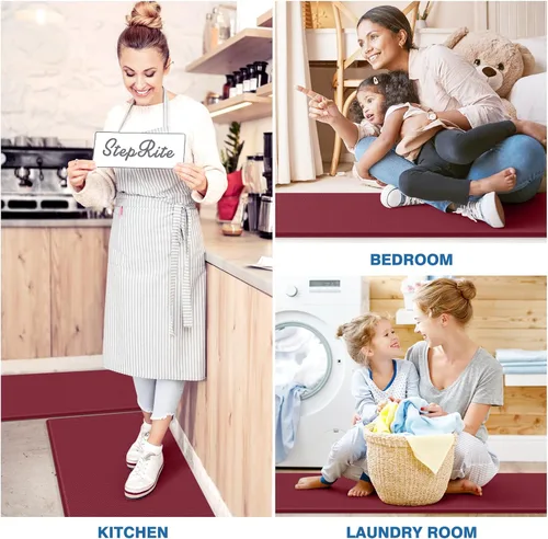 Miniatura 5 de StepRite Tapetes de cocina, 2 tapetes acolchados, antifatiga, para piso, de escritorio, antideslizante, impermeables, oficina, alfombras de 17.3 x