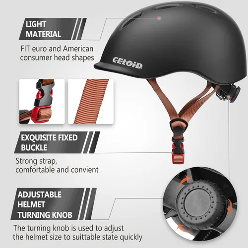 Miniatura 4 de Casco de bicicleta para niños, cascos para niños pequeños para edades 5-8-9-10-12-14-16 años, jóvenes niños y niñas, casco ajustable para niños Negro