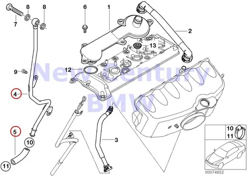 Miniatura 2 de BMW Cárter genuino Ventilación/Separador de aceite Tubo de retorno M3 Z4 M3.2 Z4 M3.2 Z3 M3.2