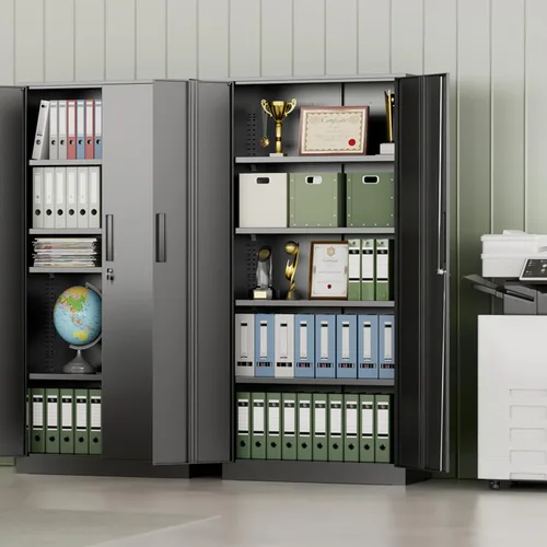 Miniatura 2 de INTERGREAT Armario de almacenamiento de metal con cerradura, gabinete de almacenamiento de metal con cerradura de 72 pulgadas de alto con puertas