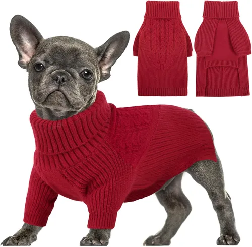 Miniatura 16 de Queenmore Suéter para perro, suéter para cachorros para perros pequeños, suéteres cálidos de invierno y otoño para perros, niñas y niños, suéter