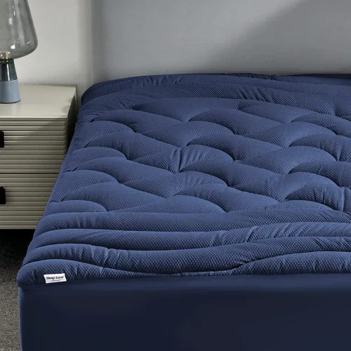 Miniatura 13 de SLEEP ZONE Cubrecolchón refrescante tamaño individual para cama individual, protector de colchón acolchado zonificado de primera calidad, funda Gris