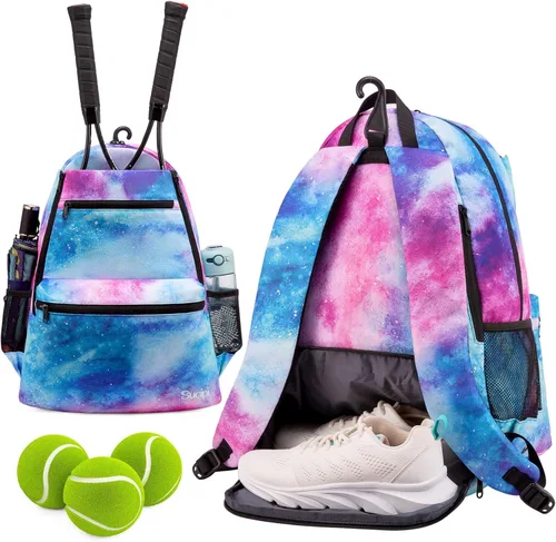 Miniatura 11 de Sucipi Bolsa de Tenis Profesional Mochila de Tenis para Hombres y Mujeres Bolsas de Raqueta con Capacidad para 2 Raquetas con Compartimento
