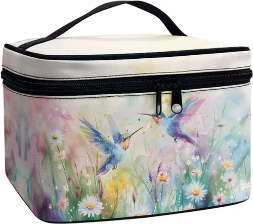 Miniatura 22 de doginthehole Bolsa de maquillaje, bolsa de cosméticos de viaje, bolsa de aseo portátil grande, organizador de accesorios para mujeres y niñas
