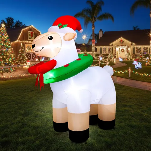Miniatura 11 de Shappy - Decoración inflable gigante de Navidad de 1.49 m con tortuga con gorro de Papá Noel, decoración inflable con luces LED de Navidad
