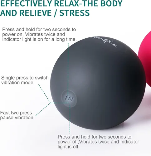 Miniatura 4 de Bola de masaje vibratoria de 3 pulgadas, bola de masaje con vibraciones de 5 velocidades para músculos y fitness, alivio del dolor de fascitis