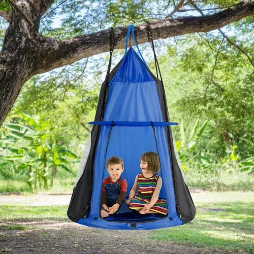 Miniatura 5 de Costzon Juego de silla colgante desmontable para niños 2 en 1 con tienda de campaña, asiento de columpio tipo nido para niños y niñas, columpio