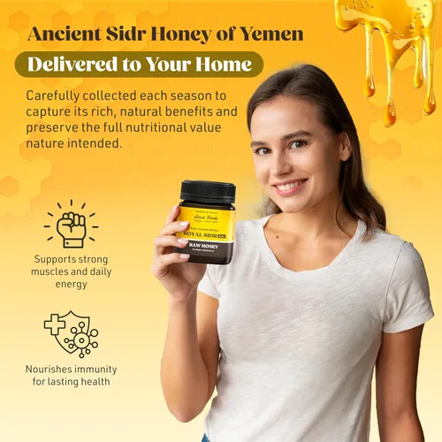 Miniatura 6 de Arwa Foods Royal Sidr AA+ - Miel cruda Royal Yemeni de Wadi of Douan - Miel cruda 100% sin filtrar, cruda y pura, sellada y empaquetada en Estados