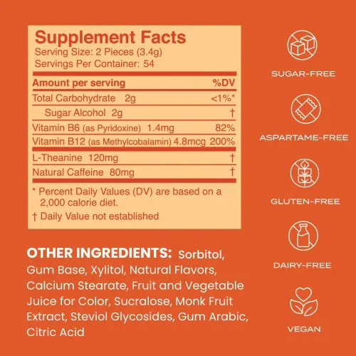 Miniatura 7 de NeuroGum Energy & Focus, canela, 12 paquetes, 9 piezas cada uno