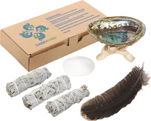 Miniatura 2 de Kit de Sahumerio de Salvia - Varitas de Salvia Blanca para Sahumerio - 4 pulgadas ~ Concha de Abulón de 5-6 pulgadas ~ Soporte de Trípode de 2