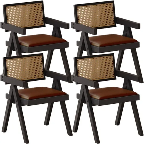 Miniatura 45 de YVYKFZD Juego de sillas de comedor de ratán, sillas de comedor de madera, sillas de cocina con respaldo tejido, sillón tapizado, silla auxiliar