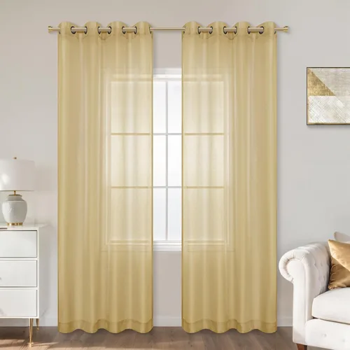 Miniatura 10 de KOUFALL Cortinas traslúcidas de 120 pulgadas de 2 paneles con ojales, juego extra largo de 10 pies de largo, cortinas altas para ventana grande, 52