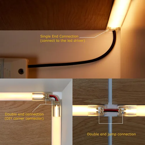 Miniatura 6 de Threetwofour Paquete de 15 conectores de tira de luz LED de un solo color, conector de tira LED sin soldadura, 0.315 in, 2 pines, tira de conector
