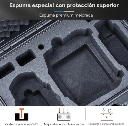 Miniatura 4 de Lykus Titan MM410 Estuche Rígido Impermeable para DJI Mini 4 Pro/Mini 3/Pro y RC2/RC/RC-N2/N1, Soporte para 7 baterías y cordón RC [ESTUCHE SÓLO]