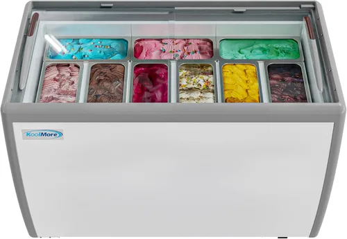 Miniatura 13 de KoolMore Congelador de exhibición de gabinete de inmersión de gelato de 26 pulgadas y 5 bandejas con puerta corrediza de vidrio, 6 pies cúbicos