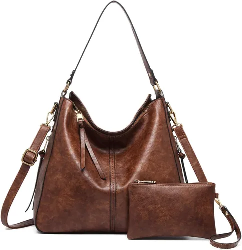Bolso de mano tipo hobo para mujer, de piel sintética, con correa ajustable para el hombro, a la moda
