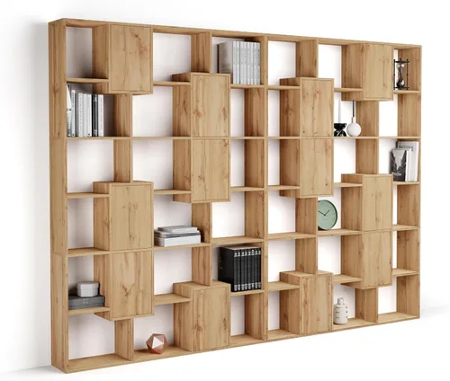 Miniatura 84 de Mobili Fiver, Iacopo XS Estantería con puertas de panel (63.31 x 31.5 pulgadas), color negro Ashwood, Made in Italy