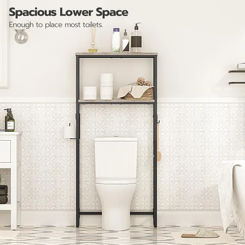 Miniatura 6 de HOOBRO Estante de Almacenamiento Sobre el Inodoro, Organizador de Baño de 2 Niveles Sobre el Inodoro, Estantes de Baño con Soporte para Papel