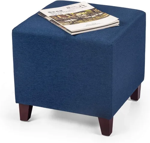 Adeco Simple British Style Cube Reposapiés otomano banco reposapiés, 16x16x16, azul