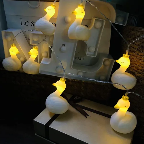Miniatura 4 de Encantadora cadena de luces de cisne con forma de cisne, luz de noche, funciona con pilas, para fiesta, niños, dormitorio, cumpleaños, decoración