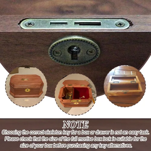 Miniatura 7 de Joyero chapado en oro antiguo con llave y tornillo de montaje para mini cerraduras, cerraduras de joyero, reemplazo de cerradura de muebles