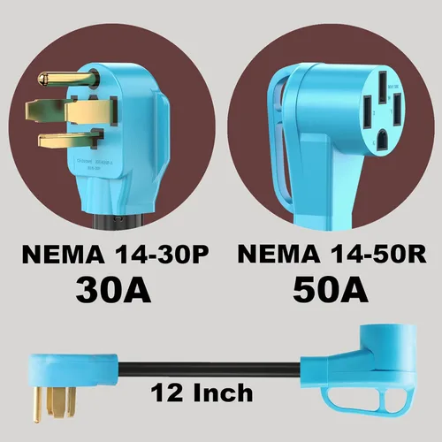 Miniatura 6 de CircleCord Cable adaptador de cargador EV NEMA de 4 clavijas 14-30P a 14-50R compatible con Tesla Model 3/S/X/Y, secadora de 30 amperios a EV de 50